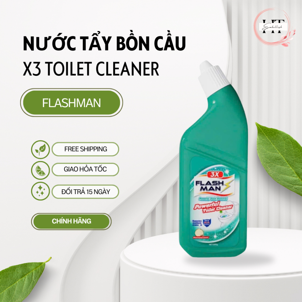 Nước Tẩy Rửa Flashman 500g – Tẩy Toilet Ố Vàng, Cọ Chà Bồn Cầu, Khử Mùi, Thơm Lâu