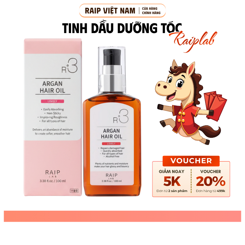 Tinh dầu dưỡng tóc RAIPLAB R3 Argan Hàn Quốc hương Lovely ngọt ngào nữ tính cho mái tóc mềm óng mượt
