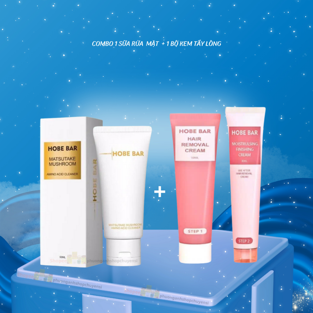 Combo Hobebar - 1 Sữa Rửa Mặt & 1 Bộ Kem Tẩy Lông Hobebar