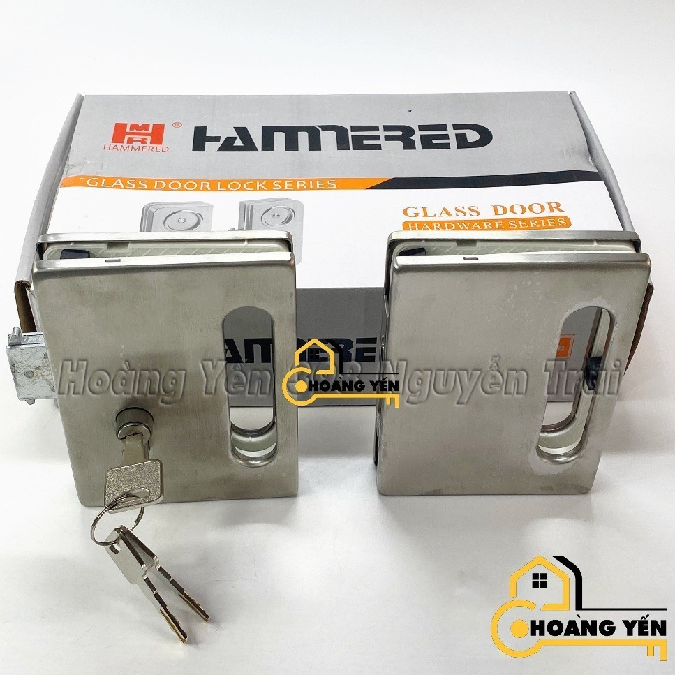 Khóa tay nắm âm cửa kính lùa 2 cánh, Khóa cửa lùa, khóa móc cửa kính lùa Vuông Hammered/ Juyin