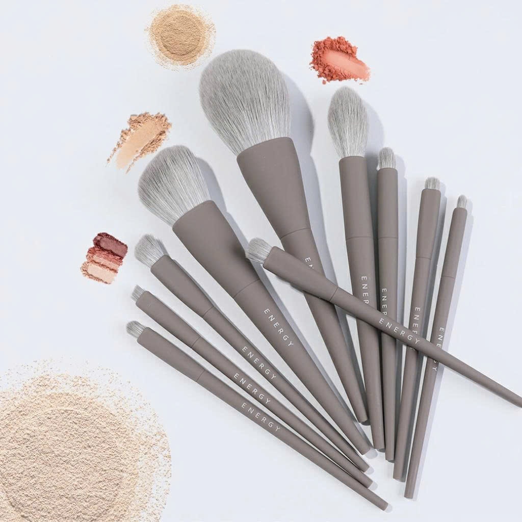 Bộ cọ trang điểm MSQ 10pcs Macaron Makeup Brush Set màu nâu