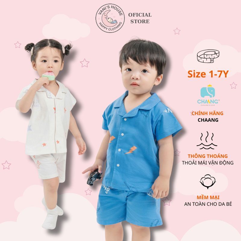 Pijama cộc tay cho bé trai bé gái Chaang Super babies BOSS2026D02