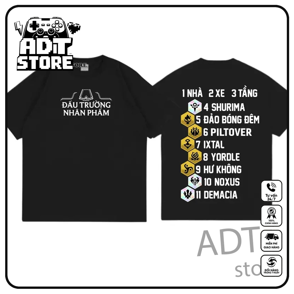 Áo thun Top Tier 1 nhà 2 xe 3 tầng vũ trụ LMHT đấu trường nhân phẩm - Đẳng Cấp Và Oách Xà Lách xe tă