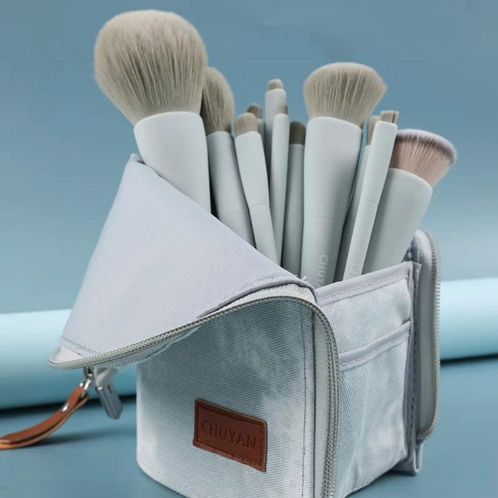 Bộ cọ trang điểm MSQ 8pcs Macaron Makeup Brush Set màu xanh nhạt