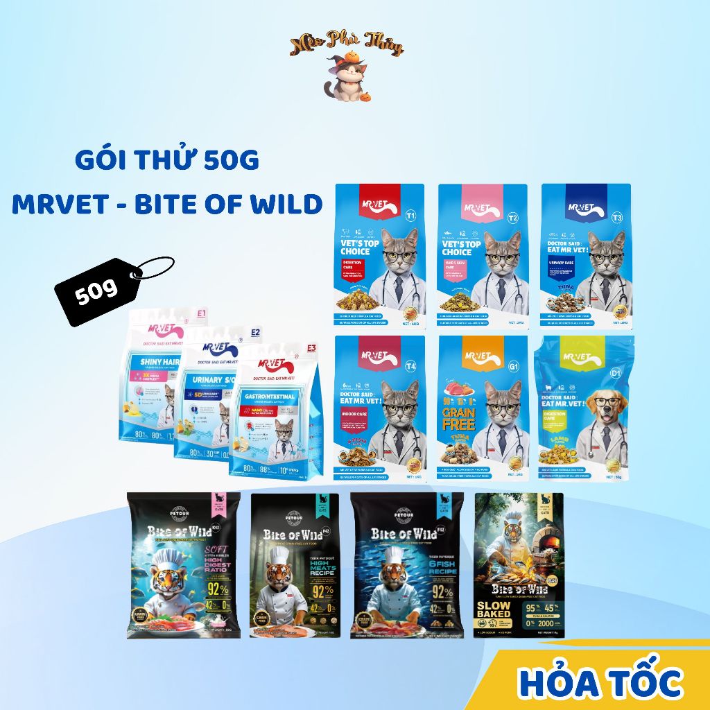 [50g] Hạt Cho Mèo MrVet/Mr.vet / Sample , túi tiện lợi , túi du lịch MRVET