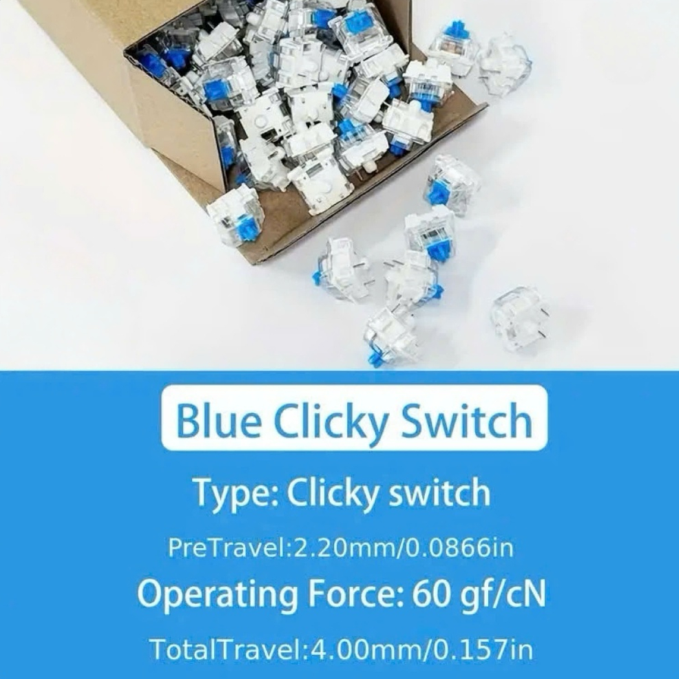 🔵Switch phím cơ RAPOO Blue Clicky Switch| combo 3/5/10/20/30 | Clicky nhẹ, tiếng click nhỏ | Lực nhấ