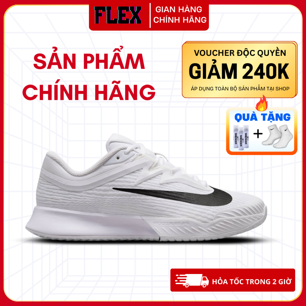 Giày Tennis Pickleball Vapor Pro 3 'White Black' FZ2161-101 chính hãng FLEX SHOP