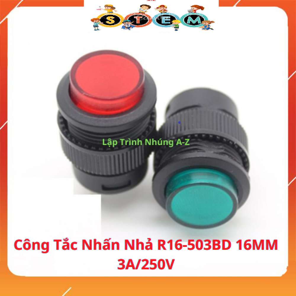 [Stem A-Z][G40] Công Tắc Nhấn Nhả R16-503BD 16MM 3A/250V