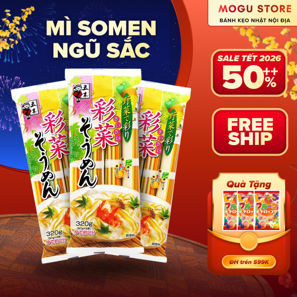 {HSD 10/2027] Mỳ itsuki somen 320g - rau củ 3 mầu (T20) - mỳ lạnh rau củ