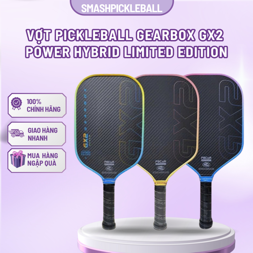 [CHÍNH HÃNG] Vợt Pickleball Gearbox GX2 Power Hybrid Limited Edition – Carbon Cao Cấp, Kiểm Soát Tốt