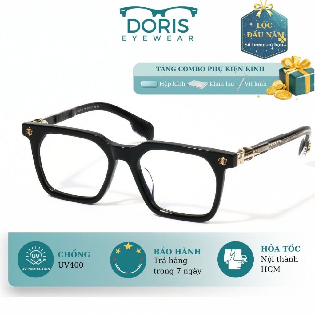 Mắt Kính Vuông CH8127 Full Box Cao Cấp Bản Lề Kim Loại Thời Trang Nam Nữ - Hợp Với Nhiều Khuôn Mặt D