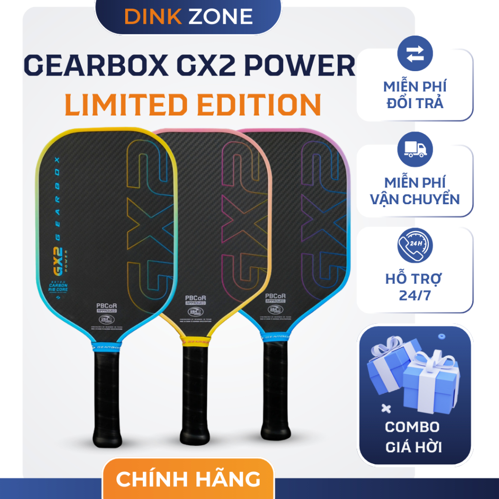 Gearbox GX2 Power Limited Edition – Vợt Pickleball Cao Cấp Chính Hãng, Tăng Lực Đánh & Kiểm Soát