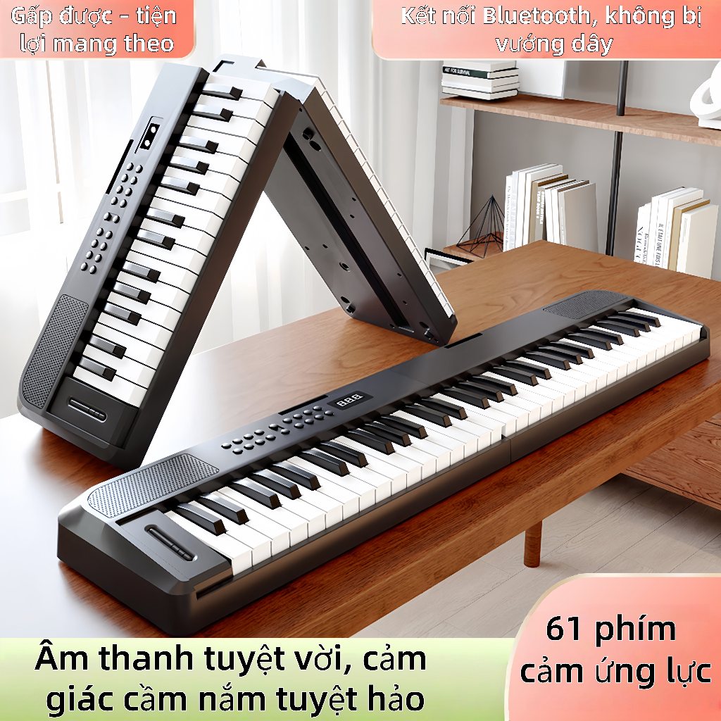 ĐÀN PIANO ĐIỆN 61 PHÍM GẤP GỌN – KẾT NỐI BLUETOOTH,TẶNG CON MÓN QUÀ KHỞI ĐẦU ÂM NHẠC – ĐÀN PIANO MIN