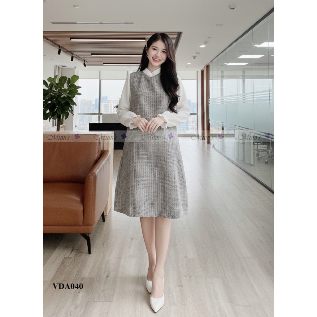 Váy bầu thiết kế Mum’s Shop VDA040  Váy dạ tiêu cho nàng bầu và bigsize trẻ trung, thanh lịch