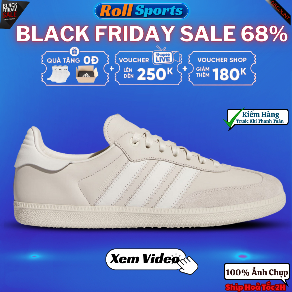 [CHÍNH HÃNG] Giày thể thao nam nữ trắng kem giày SAMBA HUMANRACE CLOUD WHITE - ASHCW