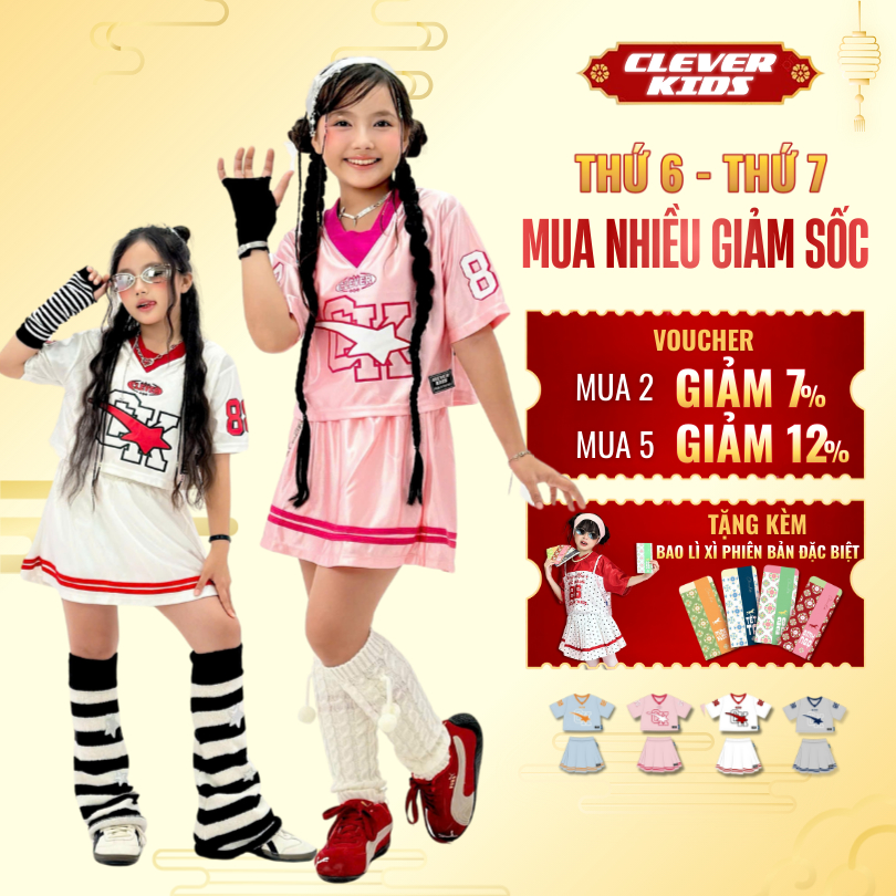 Set Váy 88 CLEVER KIDS - chất thun cotton mịn mát [Size 18kg-56kg]