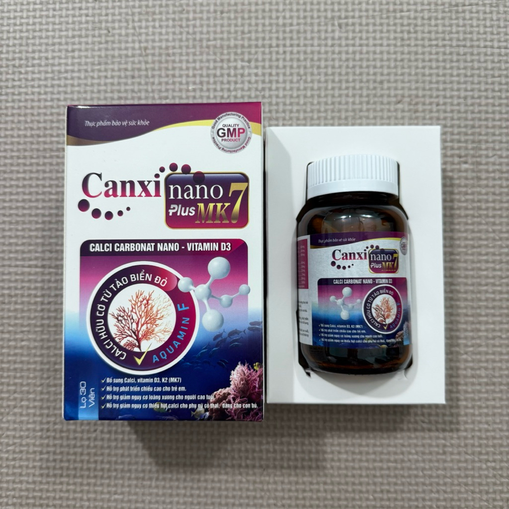 Viên uống AQUAMIN Canxi Nano MK7 tảo biển đỏ_Hộp 30 viên