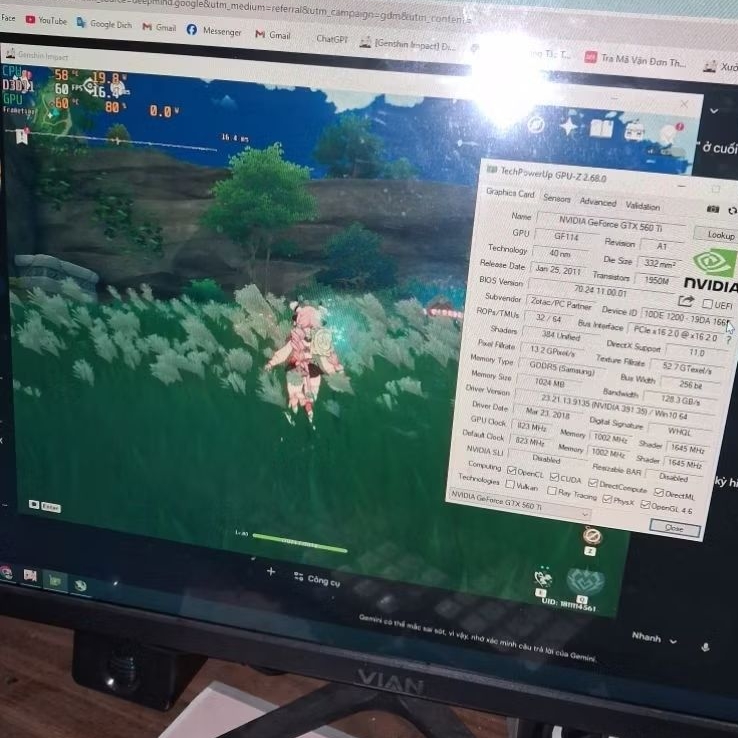 Card màn hình vga GTX 560ti 1G DDR5