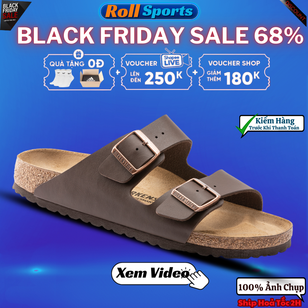 [FLEX SHOP] Dép Birkenstock Arizona Birko Flor ‘Dark Brown’ 51703 chính hãng