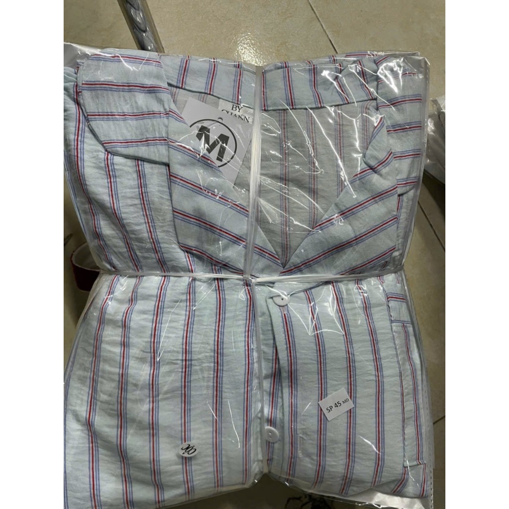 Bộ Đồ Ngủ Pyjama BY CHANN (SP45) họa tiết dễ thương áo cộc quần cộc chất liệu đũi mềm có bigsize đến