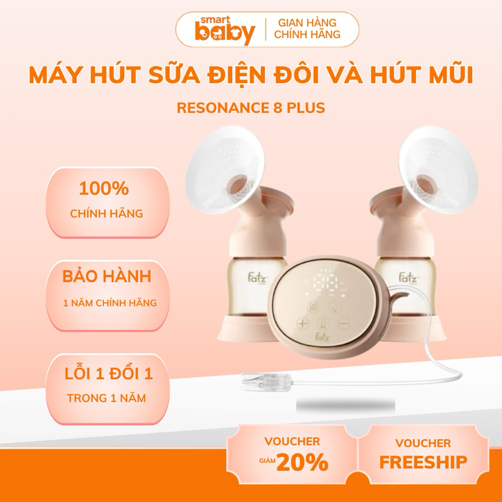 máy hút sữa điện đôi và hút mũi resonance 8 plus Fatz Baby