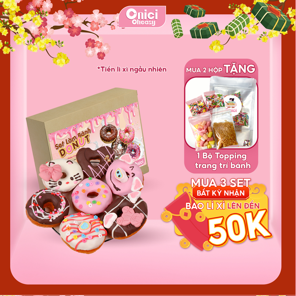 Set nguyên liệu làm bánh Donut ONICI làm thành phẩm 10-12 bánh