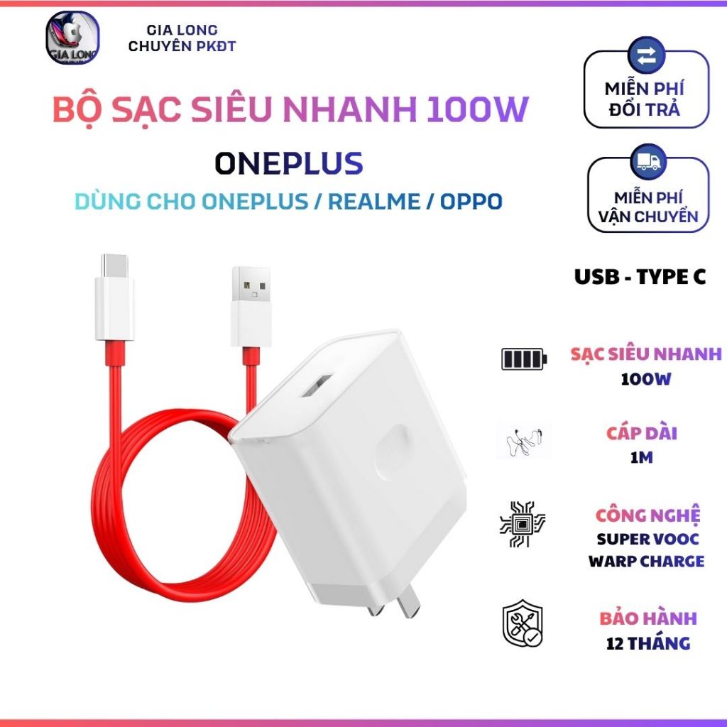 Bộ Sạc Siêu Nhanh OnePlus 100W USB - Type C / Hỗ trợ sạc được cho các dòng ONEPLUS, OPPO, REALME