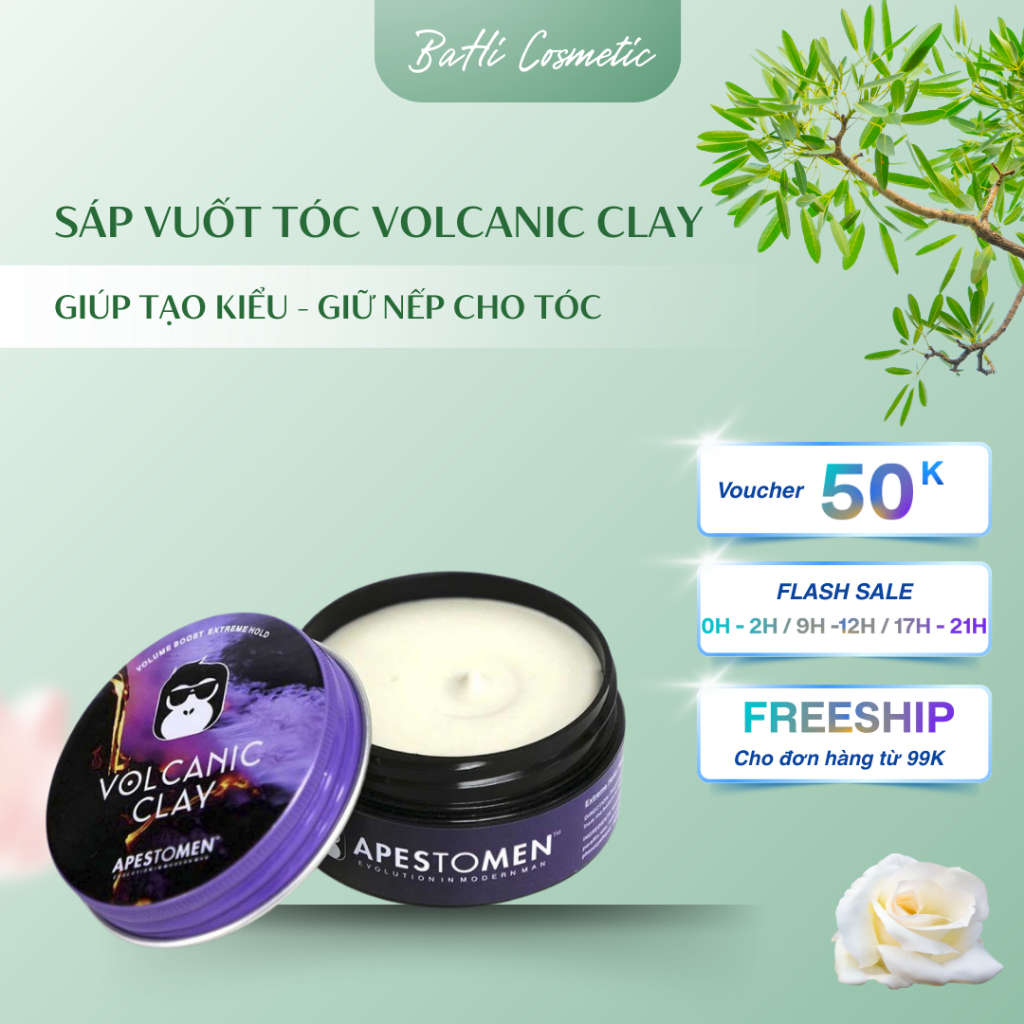 Sáp Vuốt Tóc Volcanic Clay - Sáp Vuốt Tóc Volcanic Clay 80g Tạo Kiểu Tóc Và Giữ Nếp 24h | Chính Hãng