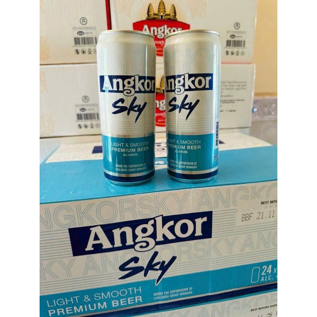 (1 Thùng 24 Lon) Bia Angkor Sky Campuchia 330ml Nồng Độ 4%