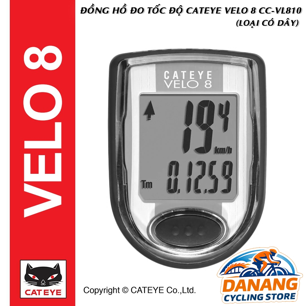 CATEYE VELO 8 CC-VL810 – Đồng Hồ Xe Đạp Có Dây, Đo 8 Chức Năng – Chính Hãng, Dễ Lắp