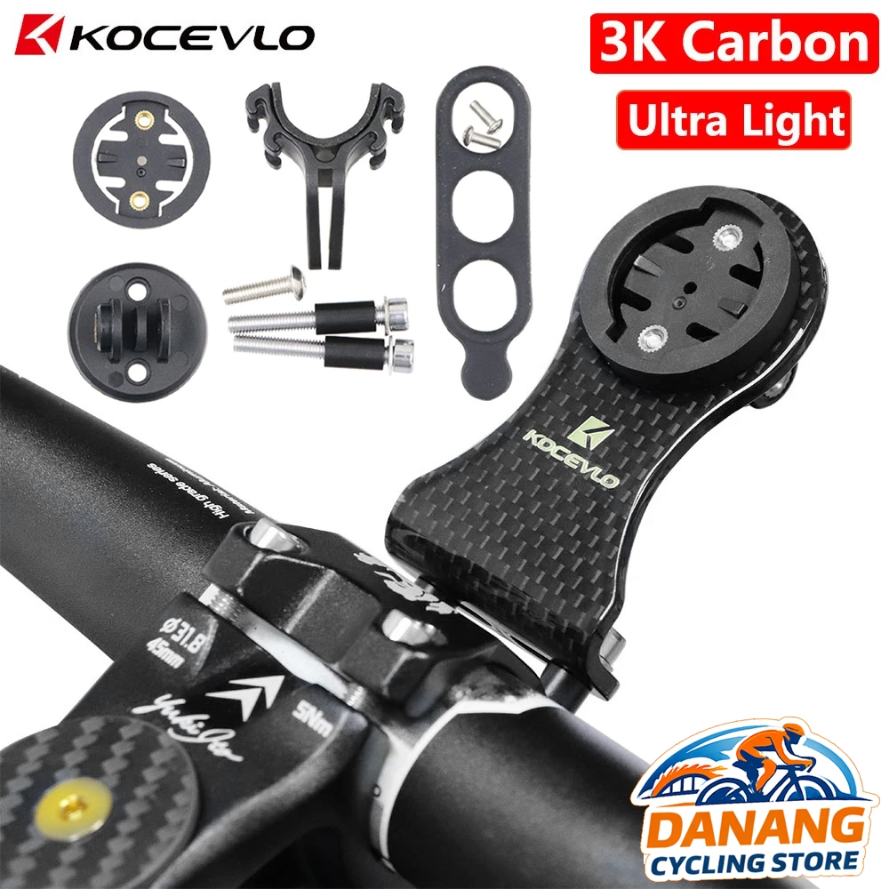 Giá Carbon 3K KOCEVLO Gắn Đồng Hồ Đo Tốc Độ + Giá Đèn Xe Đạp – Nhẹ Chắc – Tương Thích CATEYE Xoss Cycplus