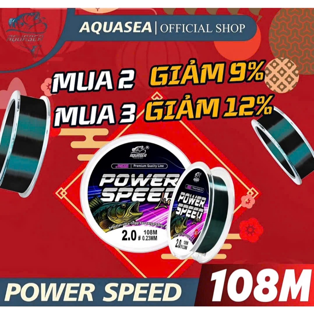 Cước câu cá Aquasea 108m vô máy. Mượt - min - quăng xa -Chống bung - tải cao .Fishing câu cá cước câu cá .