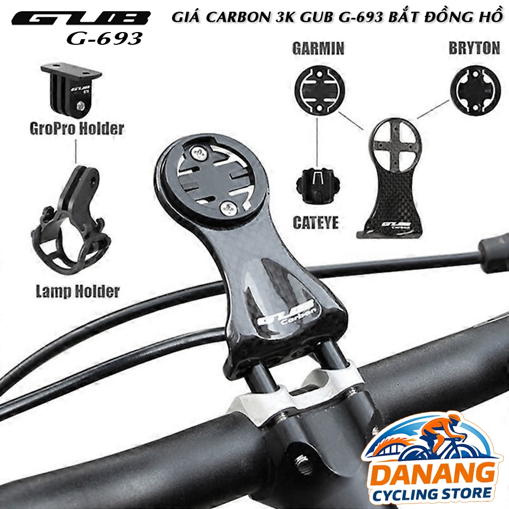 Giá Carbon 3K GUB G-693 Gắn Đồng Hồ Xe Đạp – Nhẹ Chắc, Dùng Cho CATEYE Xoss Cycplus