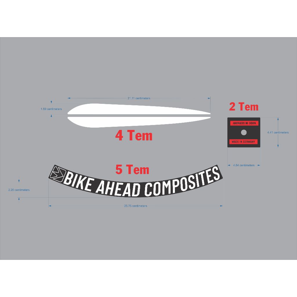 decal chữ BIKE AHEAD COMPOSITER dán vành xe đạp