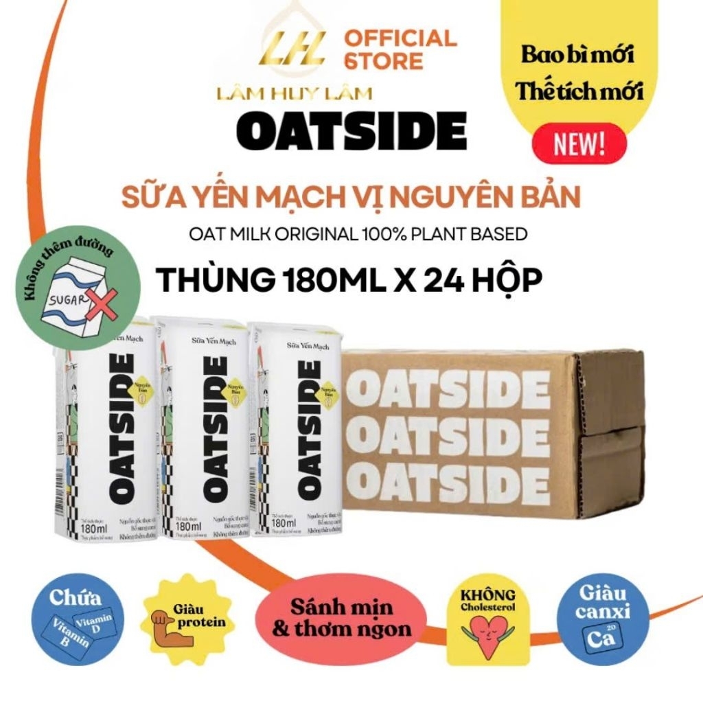 Thùng 24h sữa yến mạch oatside 180ml