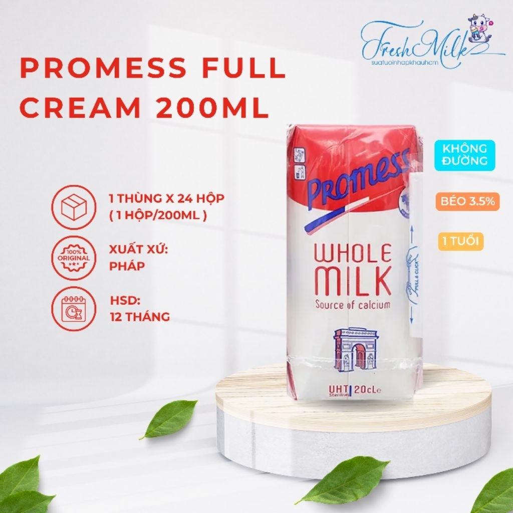 Thùng 24 hộp Sữa Tươi Promess Pháp 200ml đủ vị