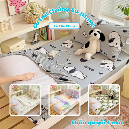 Ga Trải Gường Bo Chun 80x2m,1mx2m,1m2x2m,Ga bo chun dưới 10cm chất liệu cotton poly,ga giường giá rẻ