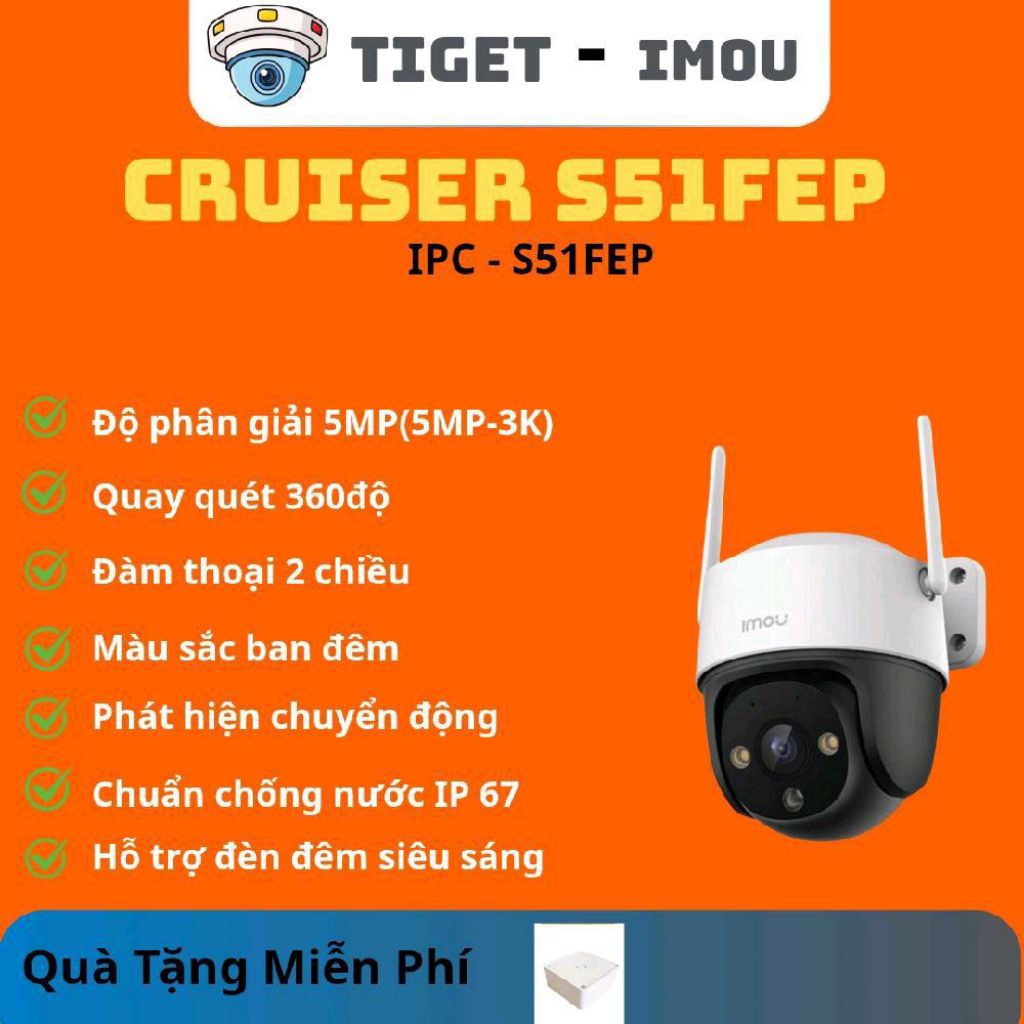 [Tặng Hộp KT] IMOU Cruiser S51FEP IPC-S51FEP Độ phân giải 5MP Quay quét 360
