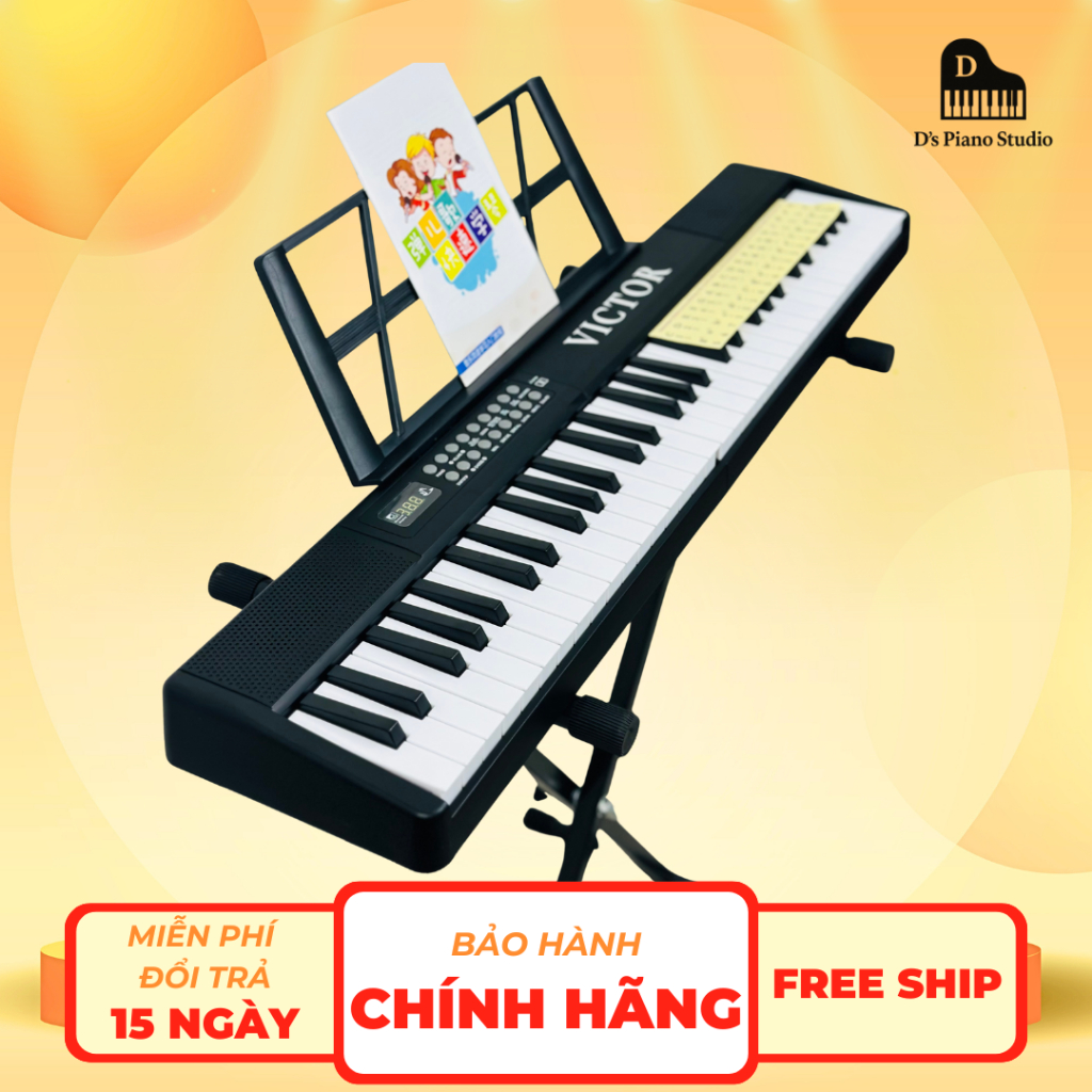 Đàn Piano Điện VicTor Gấp Gọn 61 phím, Phím cảm ứng lực -Tặng Khoá Học Online-D's Piano Studio