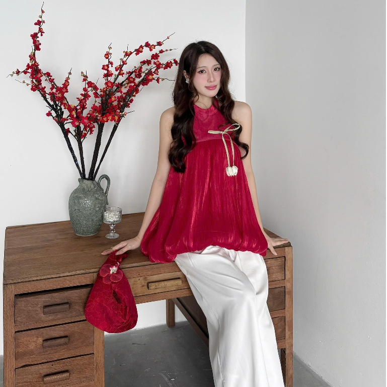 NAVIE - Áo yếm tơ nhũ RUBY form bí thời trang nữ