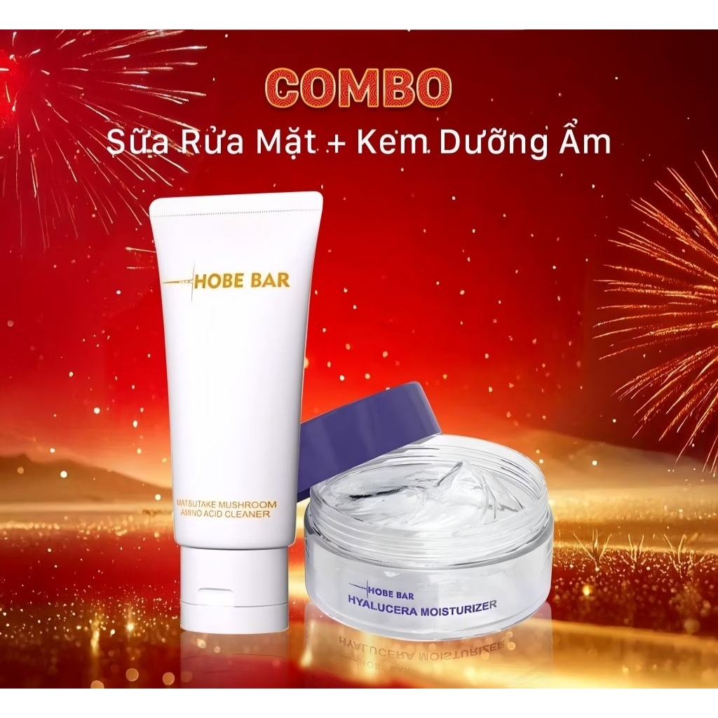 Combo Sữa Rửa Mặt + Kem Dưỡng Ẩm Dưỡng Sáng Da HOBEBAR Kiểm Soát Dầu Và Da Nhạy Cảm