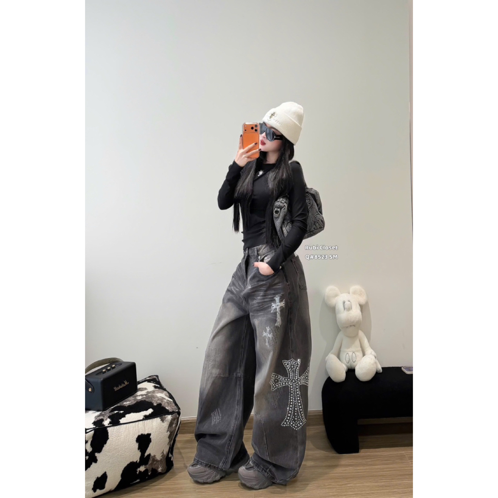 ▫️Rubi GZ #8523 QUẦN JEAN ĐÍNH ĐÁ 🫶🏻 S M