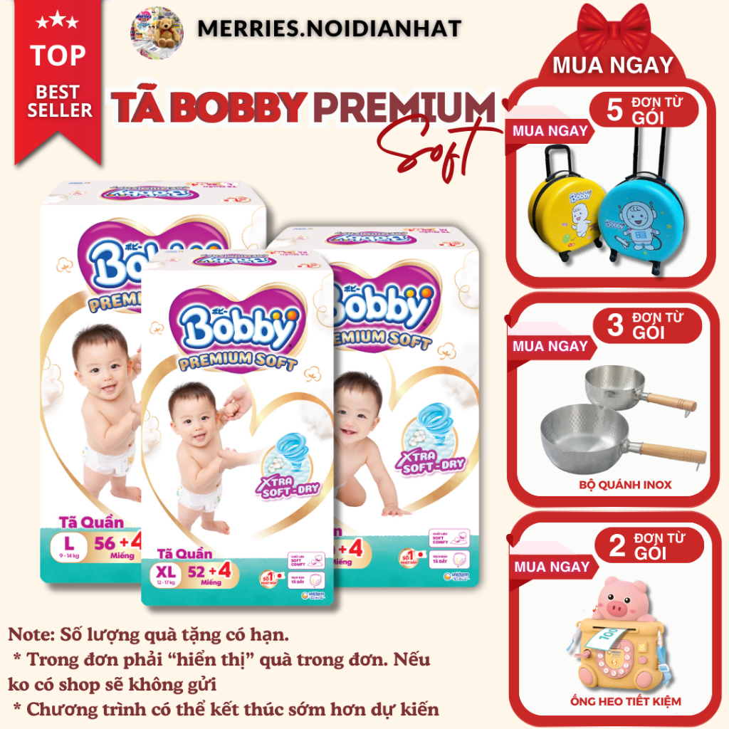 [SP có voucher live X] Tã quần cao cấp BOBBY EXTRA SOFT DRY siêu mềm M60/L52/XL46/XXL42