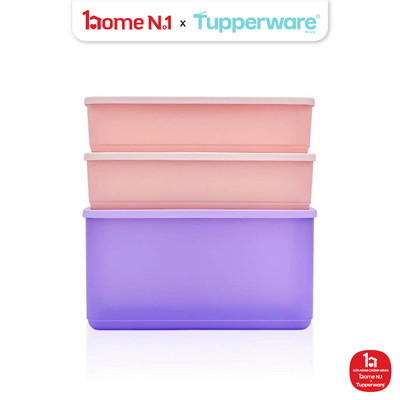 Bộ 3 hộp đựng thực phẩm Tupperware trữ khô và mát Cubix Rectangle 3.1L và 1.4L