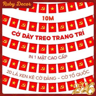 Dây cờ treo, dây cờ Tổ Quốc , Đảng trang trí Tết,lễ hội dài 10m gồm 20 cờ