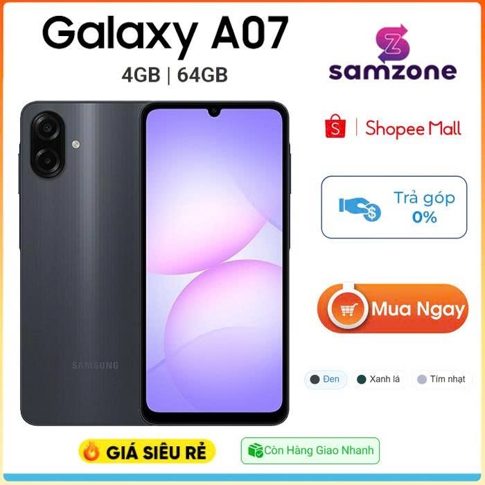 [ Kích Tháng 1 ] Điện thoại Samsung Galaxy A07 (4GB/64GB) Chính hãng
