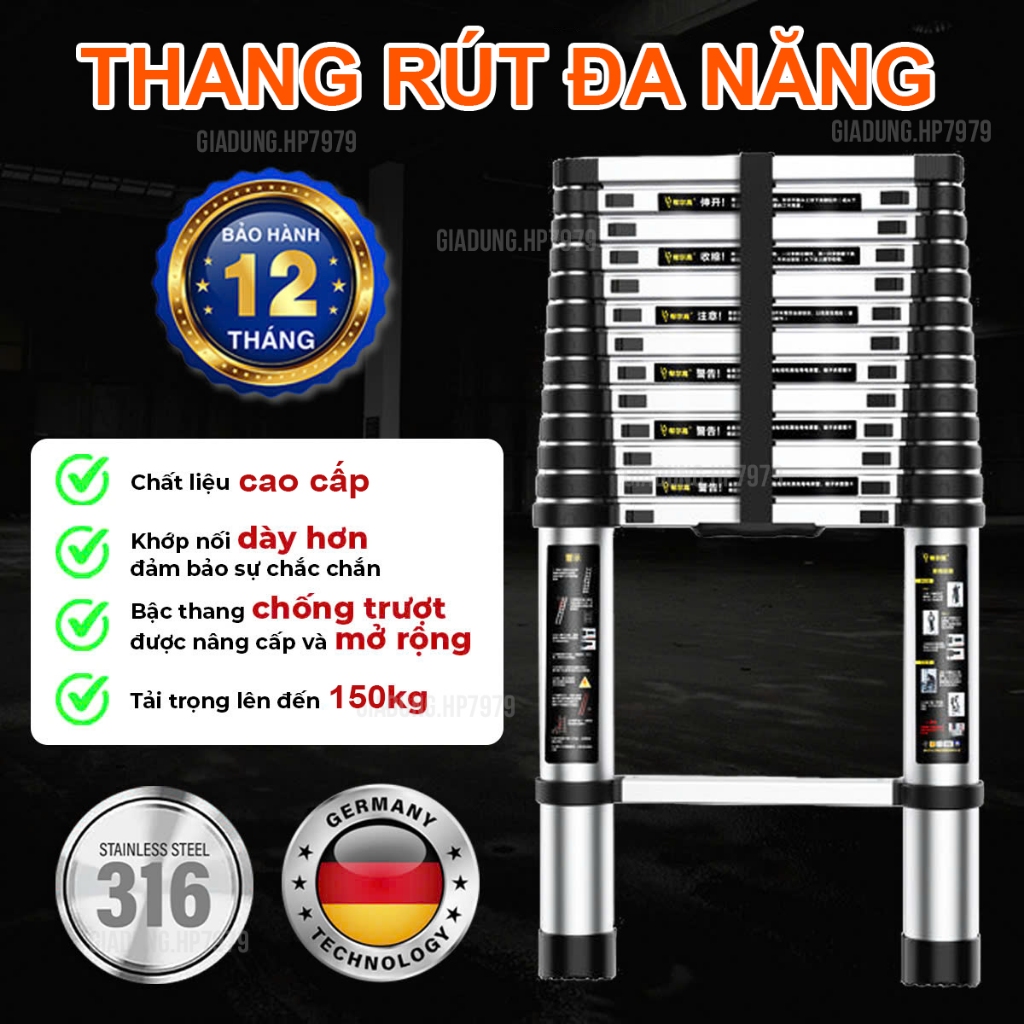 Thang Rút Đơn Chữ I A Thang Rút Nhôm Inox Rút Đơn 3.2M 3.8M 4.1M 4.4M 5.0M…