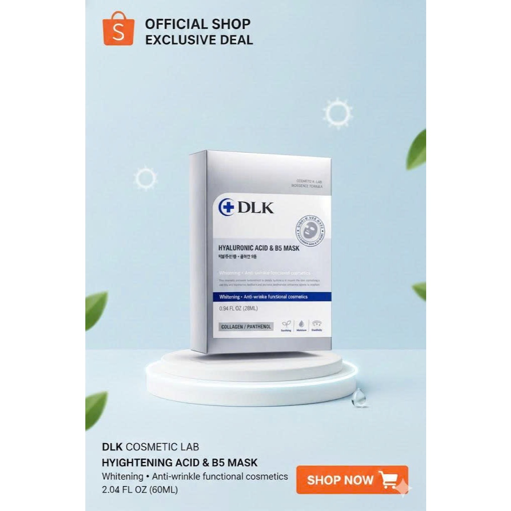 Mặt Nạ DLK Hyaluronic Acid & B5 Mask – Cấp Ẩm Chuyên Sâu, Phục Hồi & Trắng Da