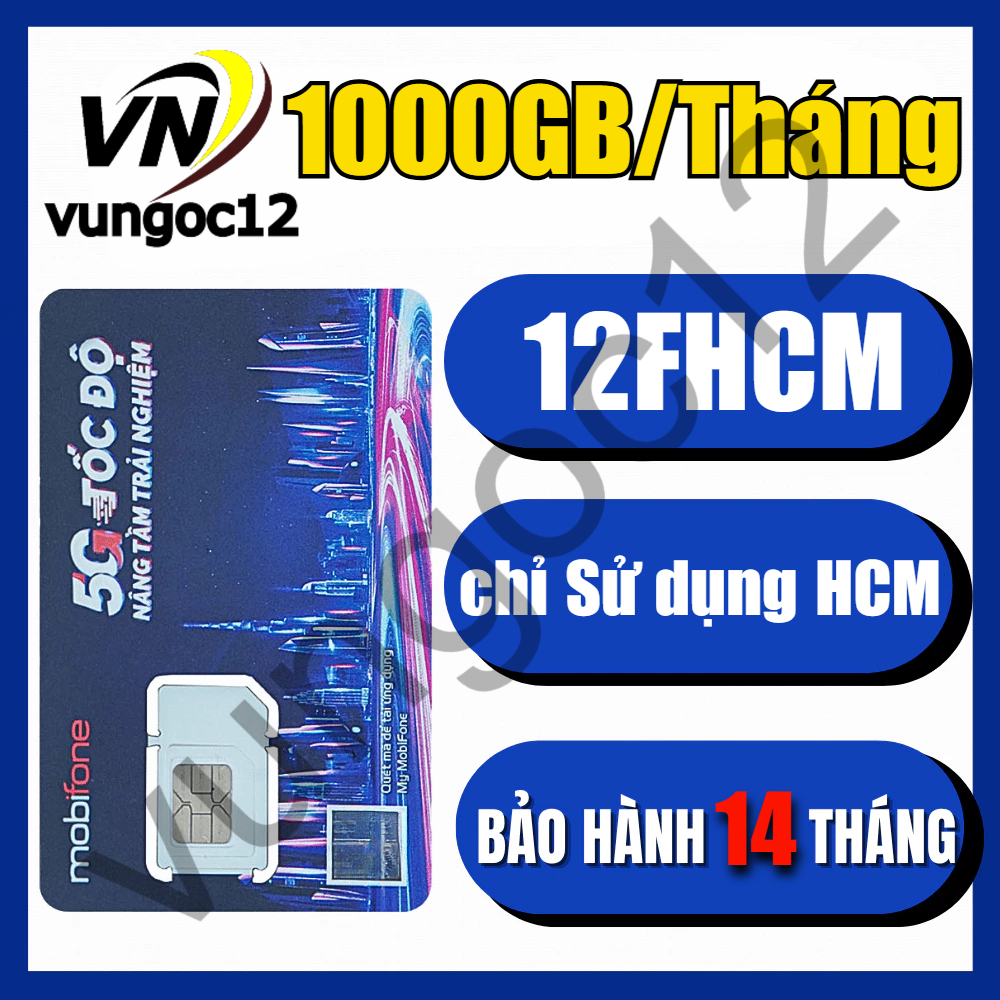 SIM MOBI 5G 1 NĂM 12MDT150 KM 500GB/T 12MDT50 12FHCM KM 1000GB/TH MIỄN PHÍ 14 THÁNG