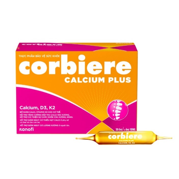 Thực phẩm bảo vệ sức khỏe Corbiere Calcium Plus (Hộp 30 ống)